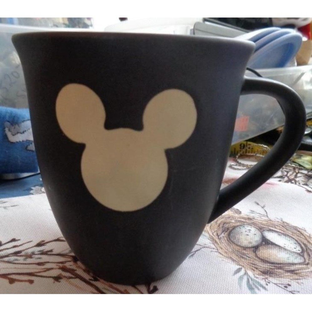 Disney Mickey Mouse Head Silhouette Black Large Coffee Cup Mug